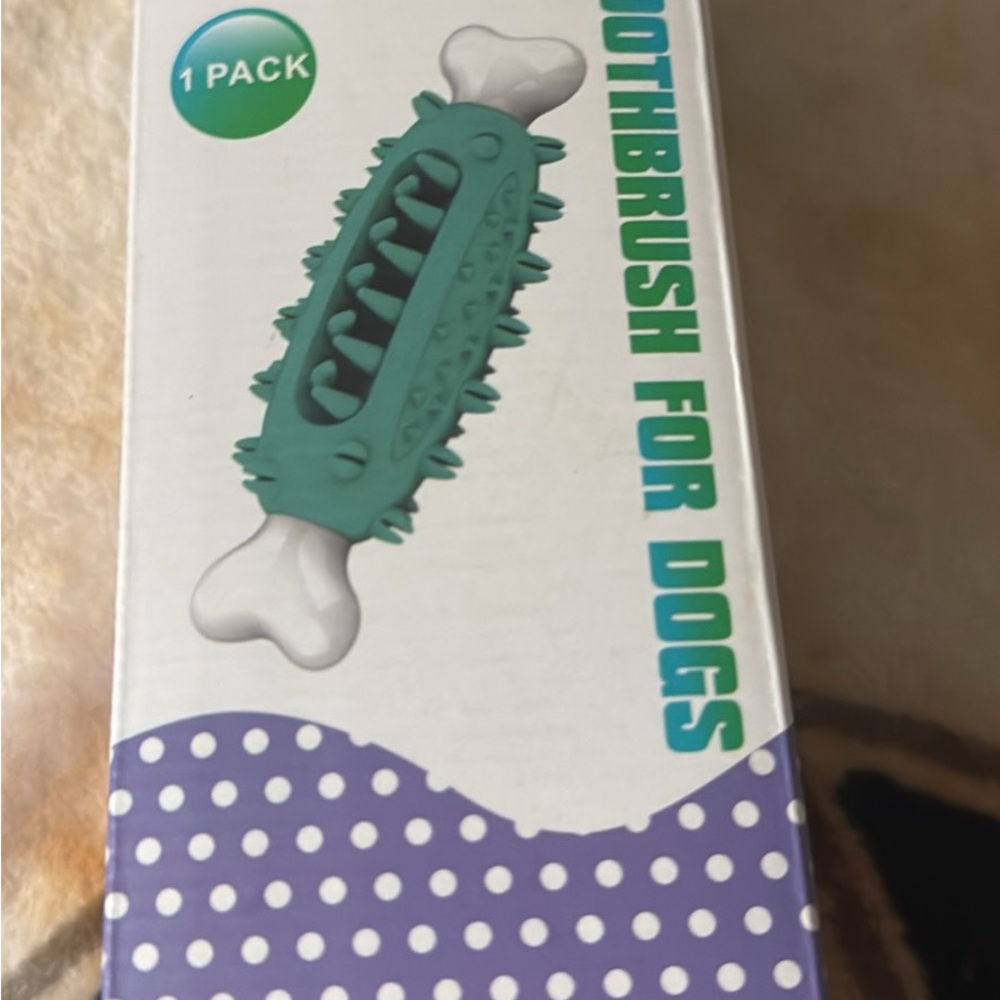 Dog Toothbrush Chew Toy - Green and White